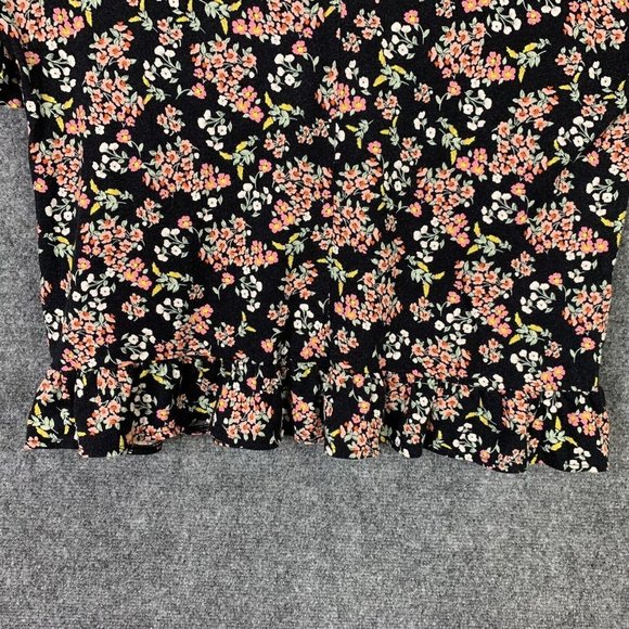 Loft Floral Crop Top Flutter Cap Sleeve Women XXS V-Neck Ruffle Hem - Picture 4 of 11